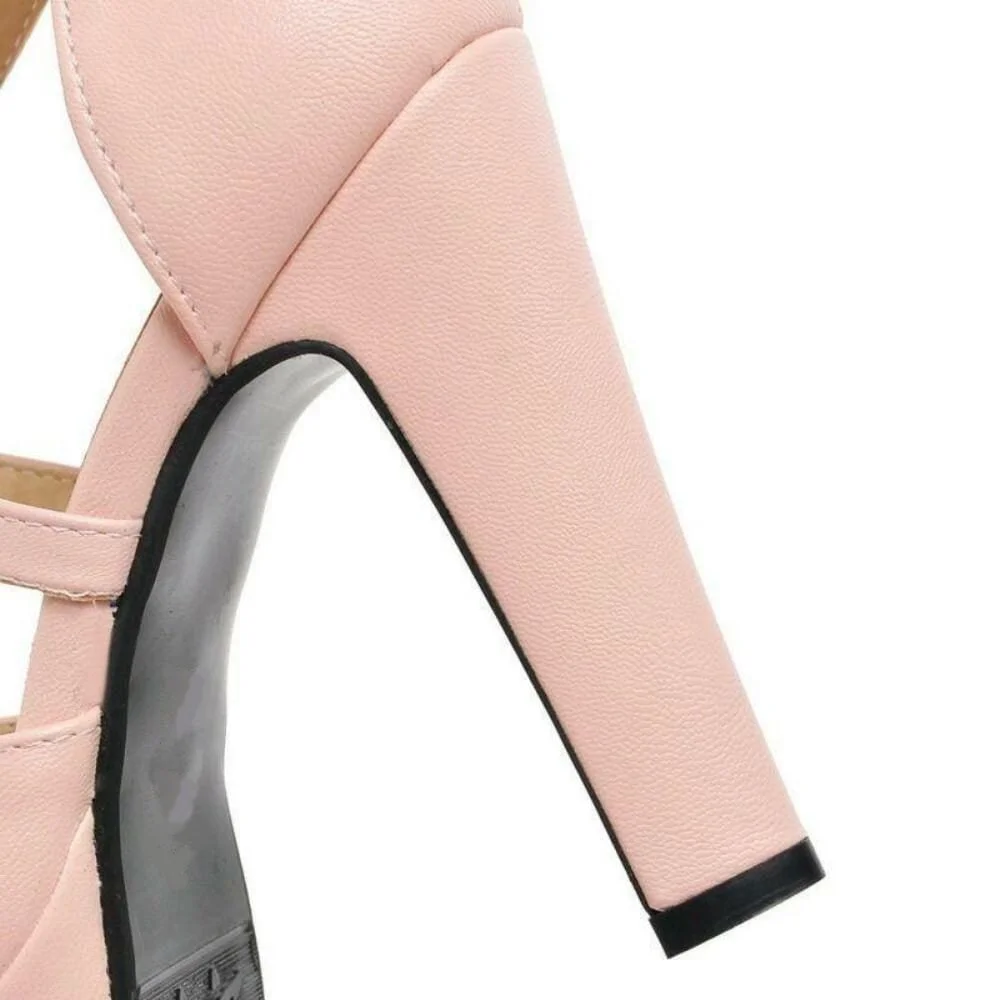 Ladies Block High Heels Pink