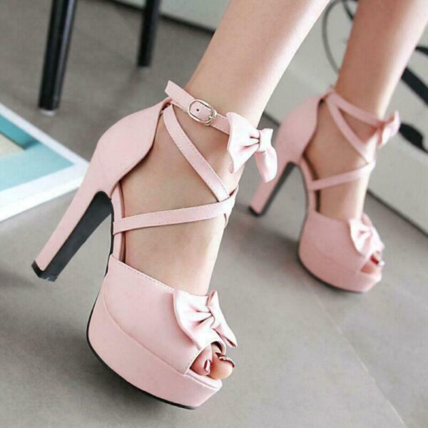 Ladies Block High Heels Pink