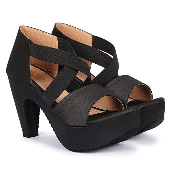 Barely There Block Heels In Black Suede | Linzi | SilkFred US