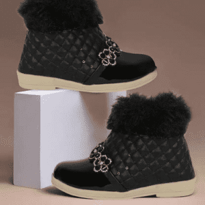 Casual Fur Boot for Girl Kids Black color
