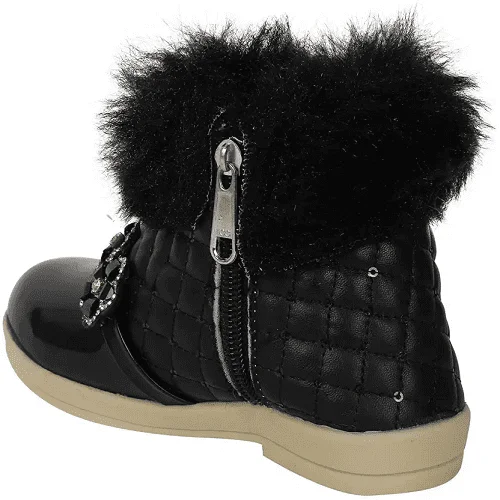 Casual Fur Boot for Girl Kids Black color