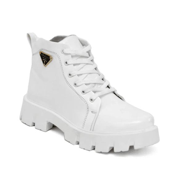Casual Leather Boot for Men White Color