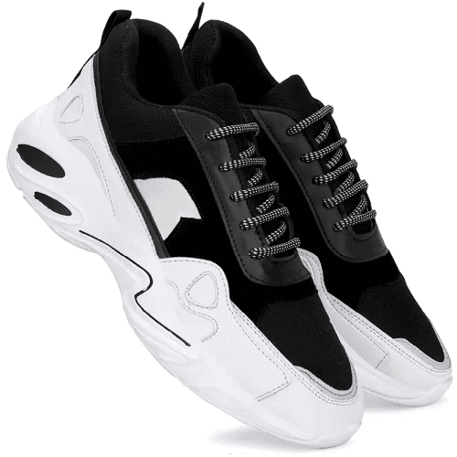 Light Weight Black and White Sports Shoes for Men