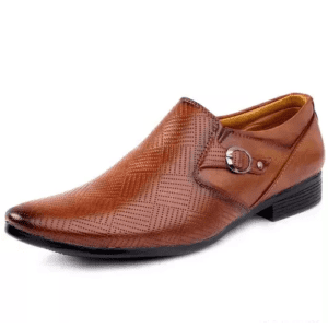 Side Buckle Design Formal Shoes for Men Tan Brown Color