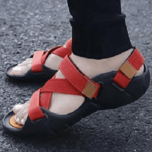 Stylish Striped Casual Sandal for Men Red Color